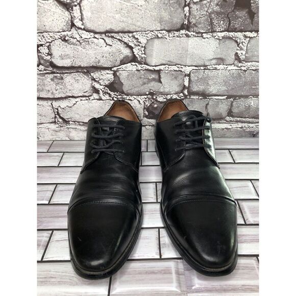 AQUILA Italian made Black Leather Cap Toe Dress Lace Up Shoes Men Sz 41EU/8M US - Picture 7 of 16